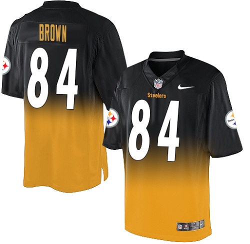 Men's Limited Antonio Brown Nike Jersey Black/Gold - #84 Fadeaway NFL Pittsburgh Steelers